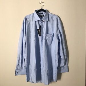 Stacy Adams Shirt Mens 17.5 34/35 Blue Dress Button Up Long Sleeve Work Casual